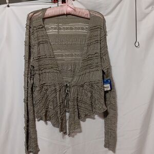 Women's Ruffled Knit Sweater - Light Olive Color
